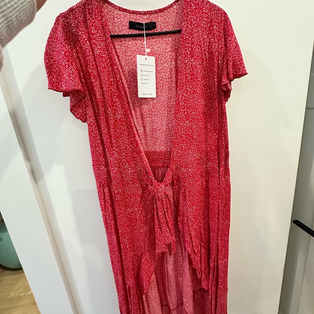 NWT Red Floral Wrap Dress